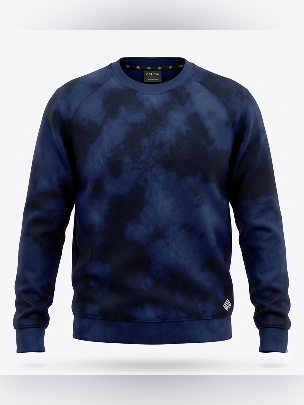 Zelos Men's Navy Cloud Dye Crewneck Sweatshirt Plus Size XXL